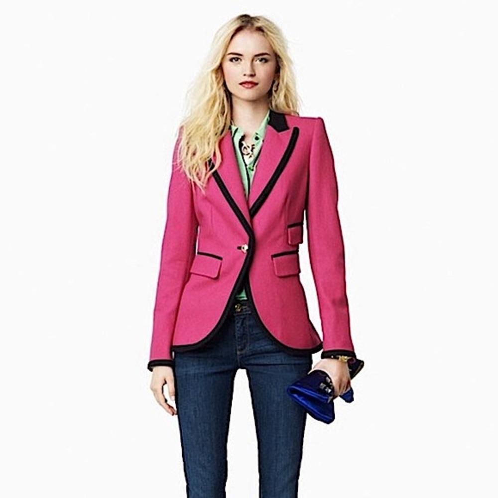 Juicy Couture Heartbreaker Faux Moleskin Blazer Hot Pink Black Size 2